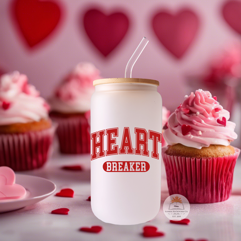 Heart Breaker Valentine's Day - 16oz Glass Can Cup