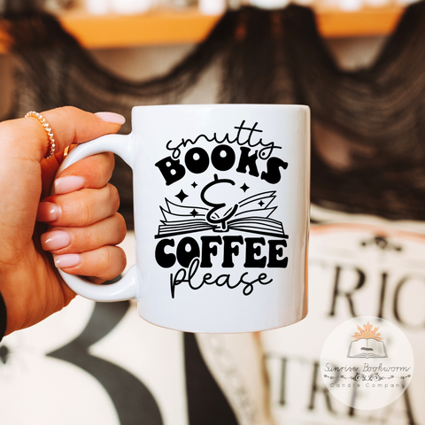 Smutty Books and Coffee Please - 15 oz Porcelain Coffee Mug