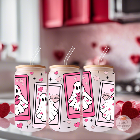Tarot Ghosts Valentine's Day - 16oz Glass Can Cup